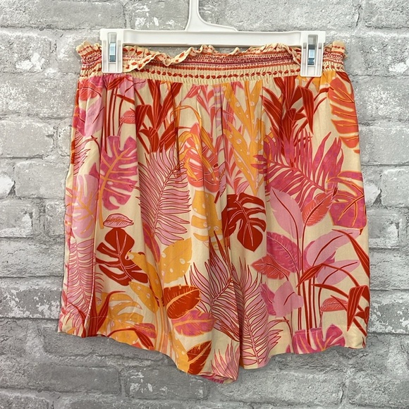 Haute Hippie Pink and Orange Tropical Bohemian Peasant Style Short Set - Picture 6 of 10